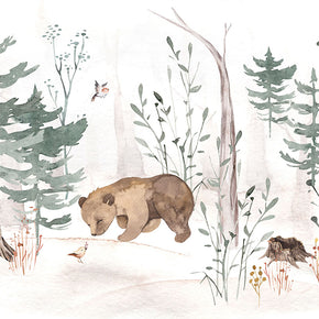 Painel de Parede Urso na Floresta Retrô Estampa Exclusiva Coisas da Doris