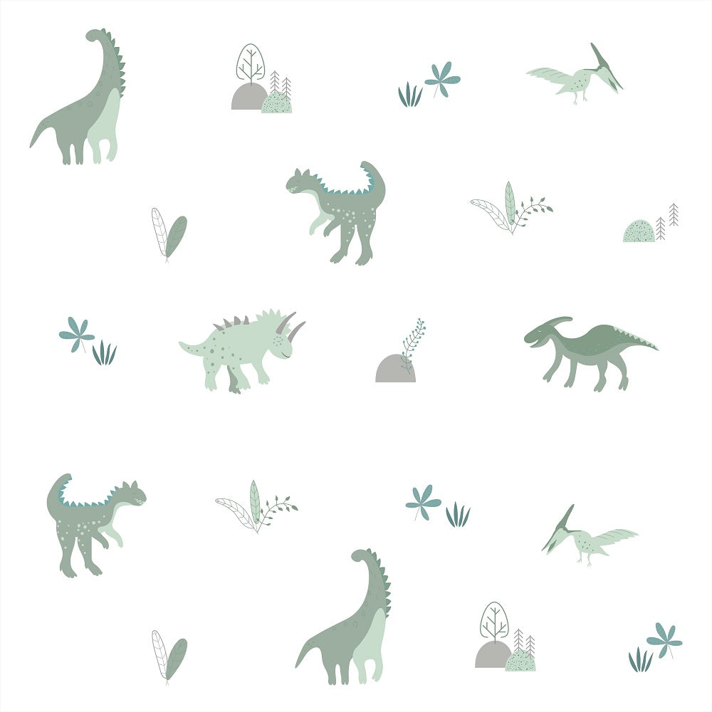 Papel de parede infantil Dinossauros verde